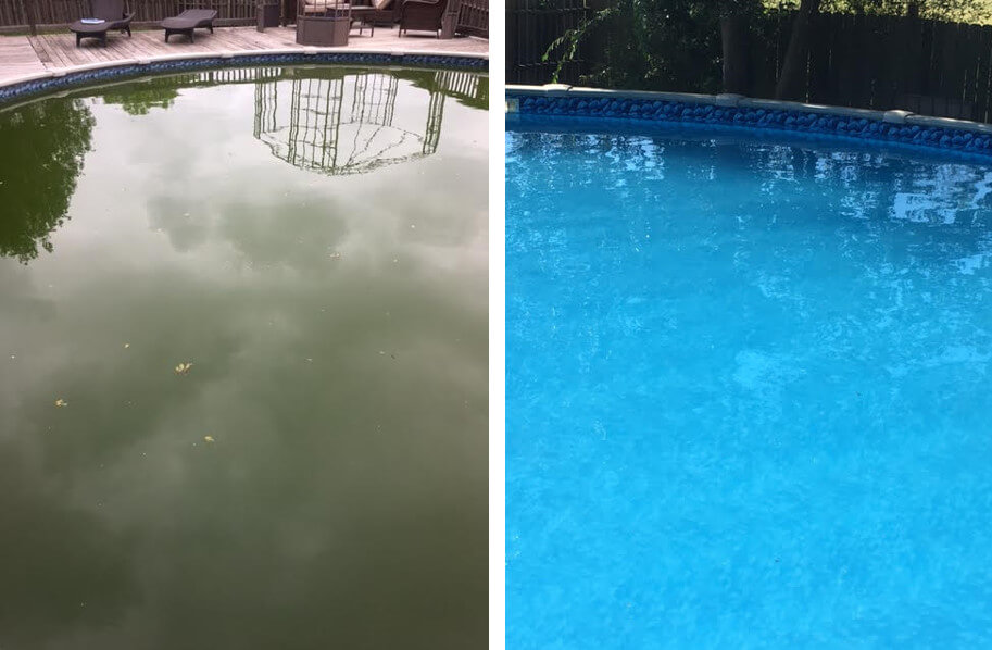 clear green water in pool